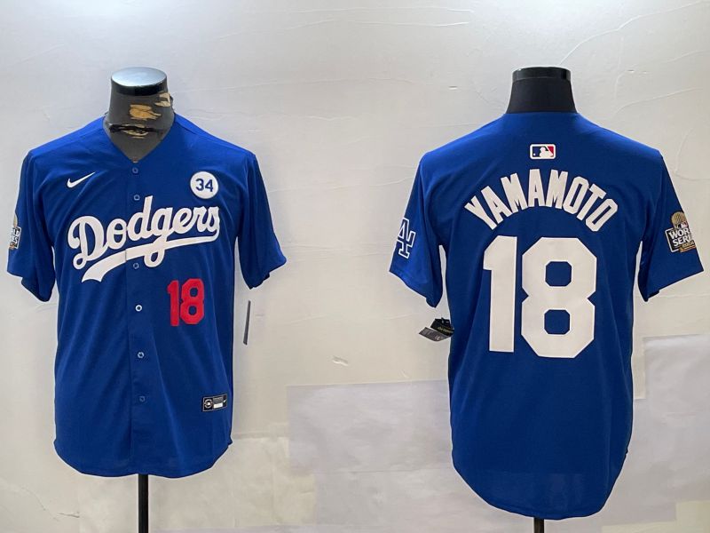 Men Los Angeles Dodgers #18 Yamamoto Blue Game 2024 Nike MLB Jersey style 11212->los angeles dodgers->MLB Jersey